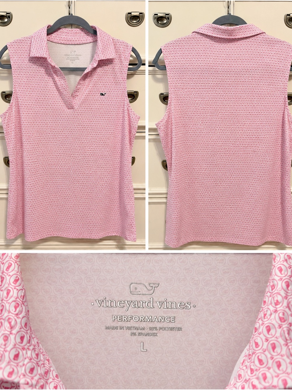 Vineyard Vines Light Pink Sleeveless Polo Top with whale Print